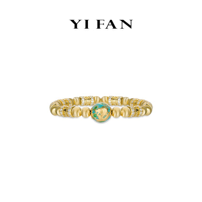 High Jewelry collection: Luxury carved "Golden Blue brushed Dragon Ball" versatile Bracelet (Unisex)