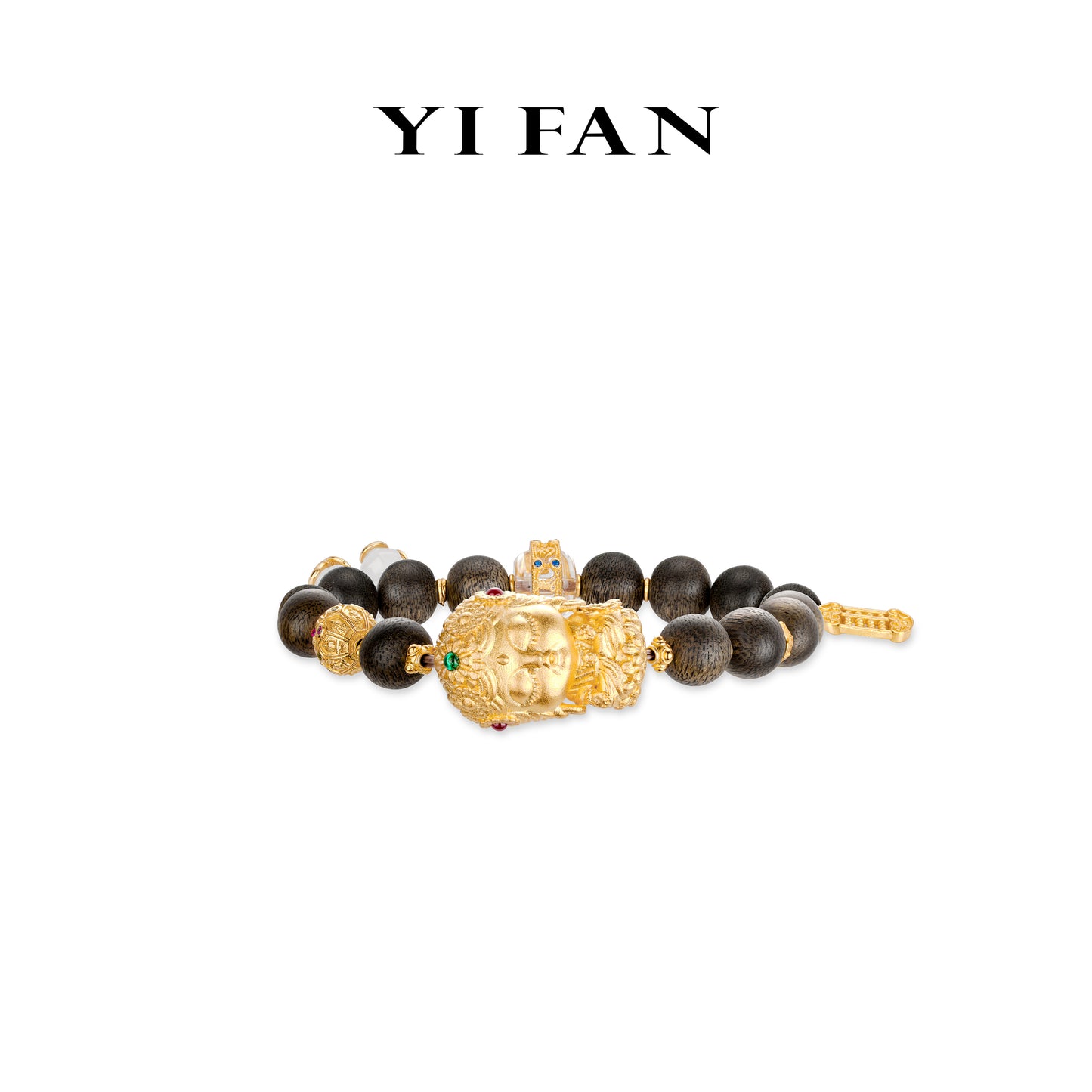 Pre-order High Jewelry collection: Hand carved "Golden Baby Buddha with Agalloch Eaglewood beads" detailed Bracelet (Unisex)