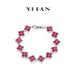 Ruby color collection: Modern Rose-Red "Lucky 4-petaled Flowers" detailed Tennis Bracelet