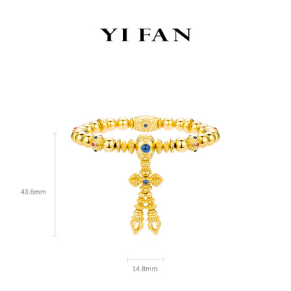 Pre-order Golden time collection: Luxury "Vajra Dorje Pestle with Golden Beads" detailed Y-shape Bracelet (Unisex)