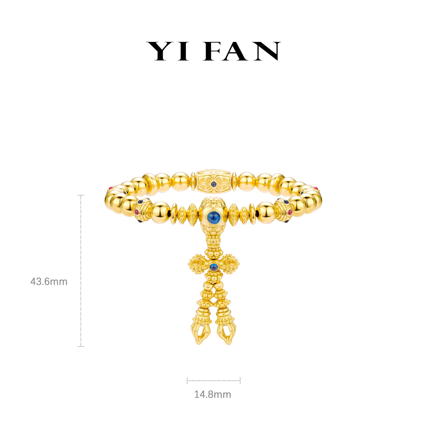 Pre-order Golden time collection: Luxury "Vajra Dorje Pestle with Golden Beads" detailed Y-shape Bracelet (Unisex)