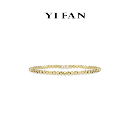 Minimalist collection: Modern "Elastic Champagne Golden engraved Beads" unique CNC Bracelet (Special lock)