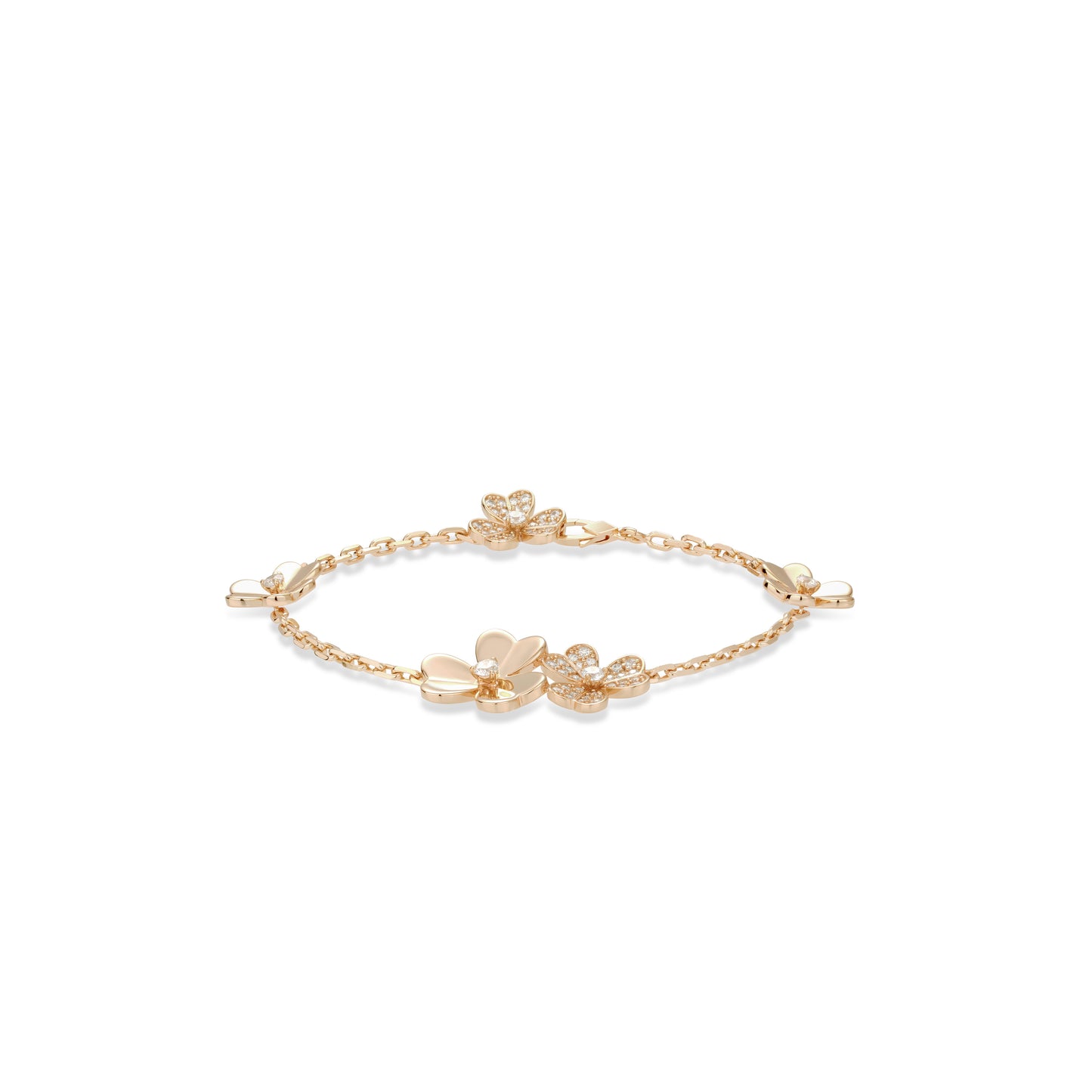 Rose-gold Fever collection: Modern "5 Lucky Clovers" detailed Bracelet