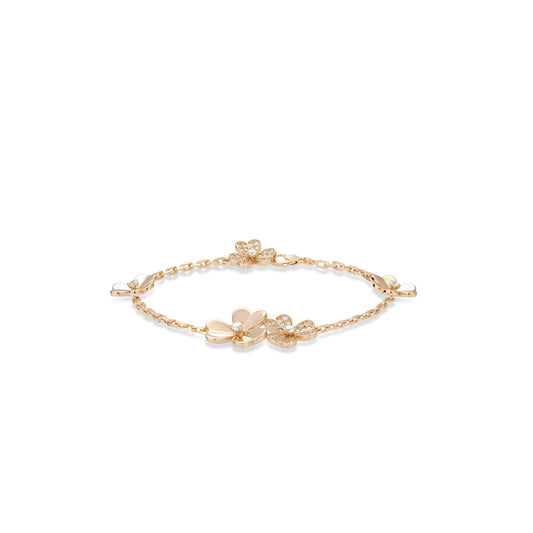 Rose-gold Fever collection: Modern "5 Lucky Clovers" detailed Bracelet