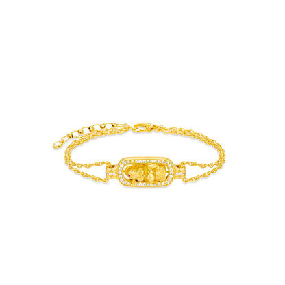 Divine Blessing Collection: Hand carved "Golden The God of Wealth" detailed Bracelet (with extension)