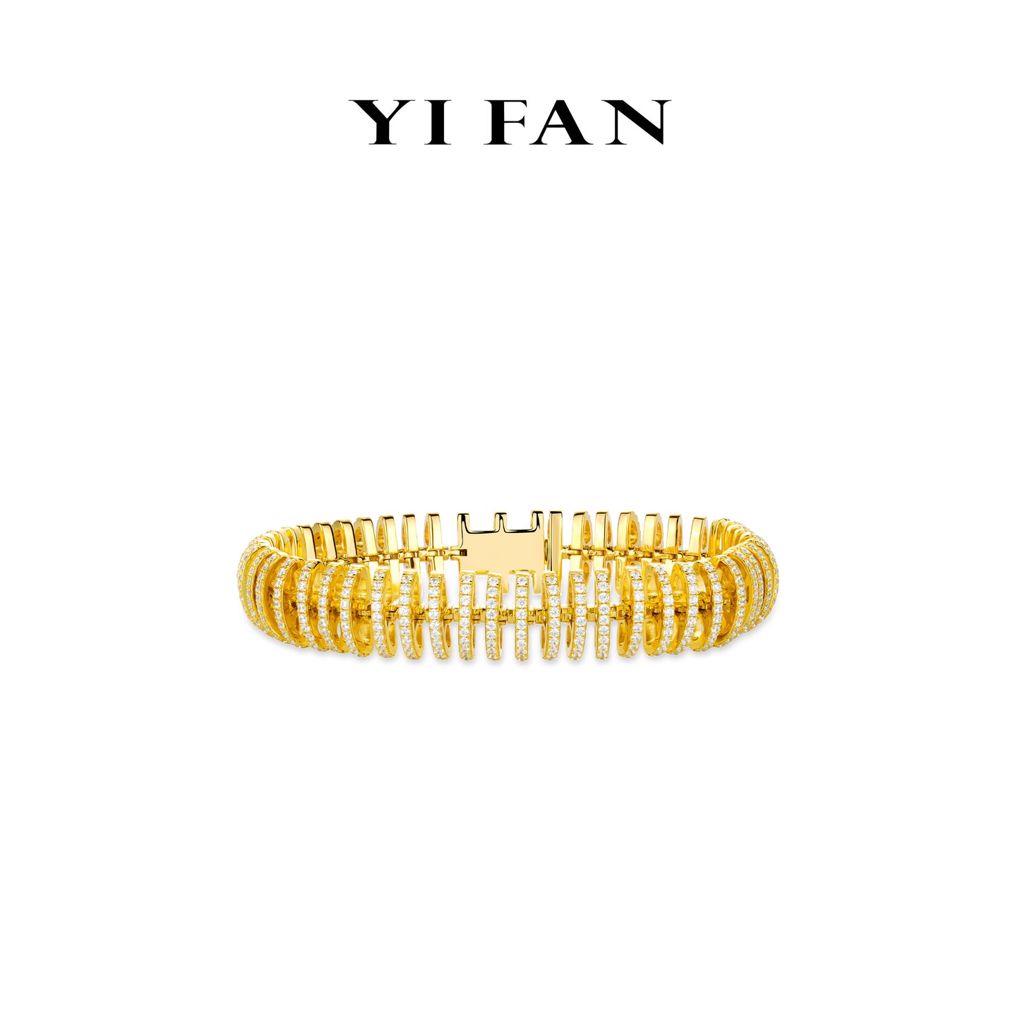 High Jewelry Collection: Architectural style "Golden Etherealize Overlap" Flexible Bracelet (Unisex)