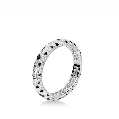 Black hot enamel mixed-cutting Leopard Pattern Personality Bangle