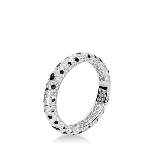 Black hot enamel mixed-cutting Leopard Pattern Personality Bangle