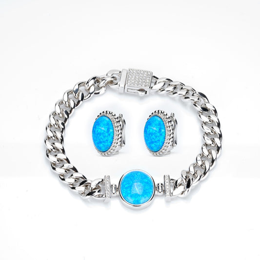 Promotion: Vintage style Artificial Opal earrings and bracelet set