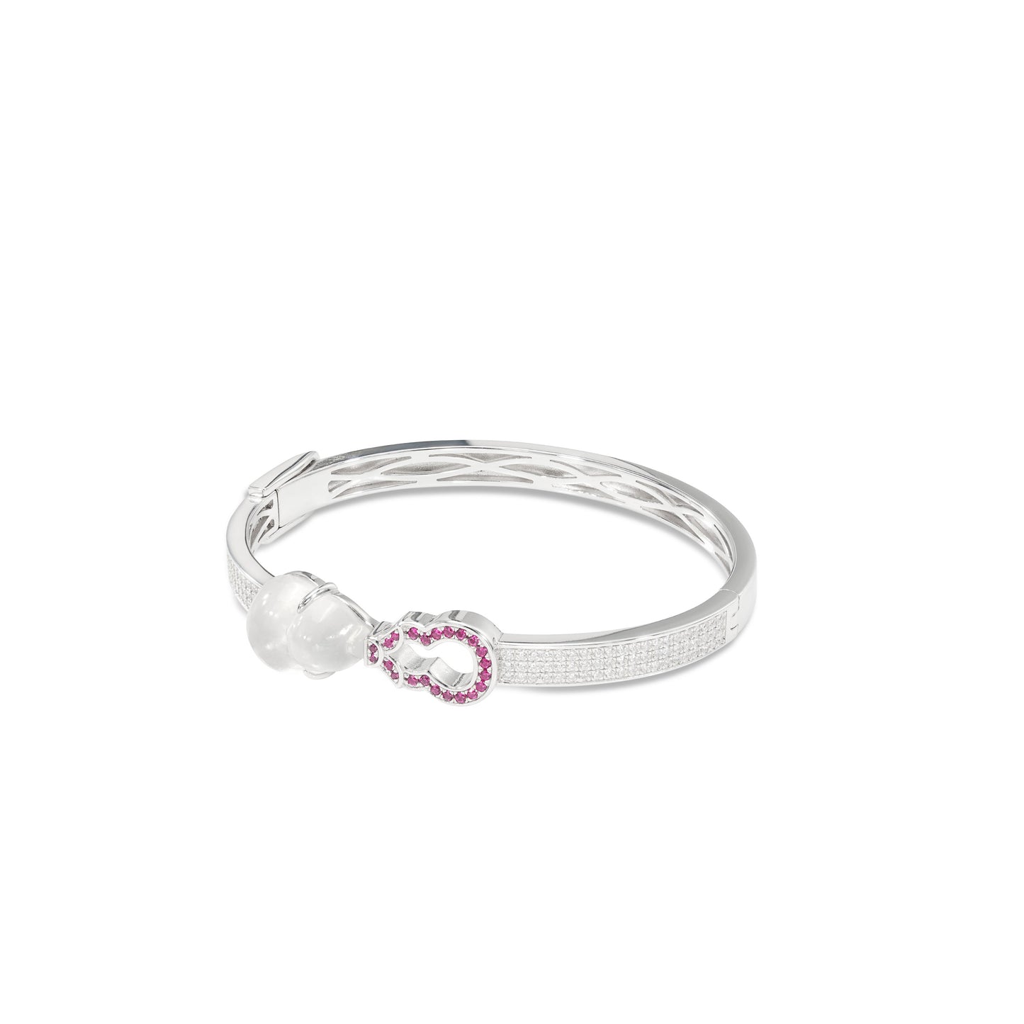 White chalcedony & Rose bottle gourd "Hulu" bangle