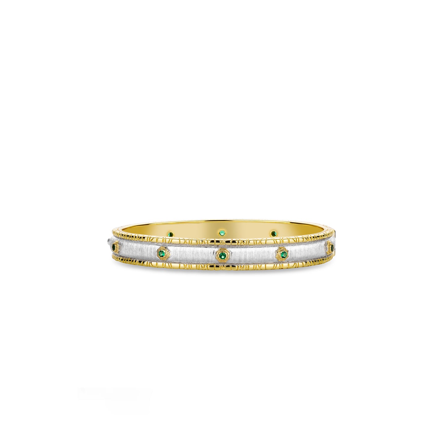 Golden time collection: “Modern Italian brushed Silver green Starlight” detailed Bracelet/Bangle