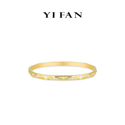 Minimalist collection: Golden "Rhombus Vein" CNC delicate Bracelet/Bangle