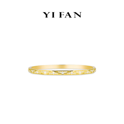 Minimalist collection: Golden "Rhombus Vein" CNC delicate Bracelet/Bangle