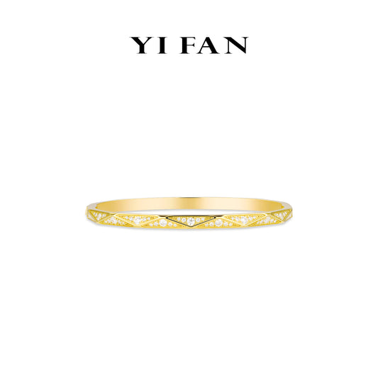 Minimalist collection: Golden "Rhombus Vein" CNC delicate Bracelet/Bangle