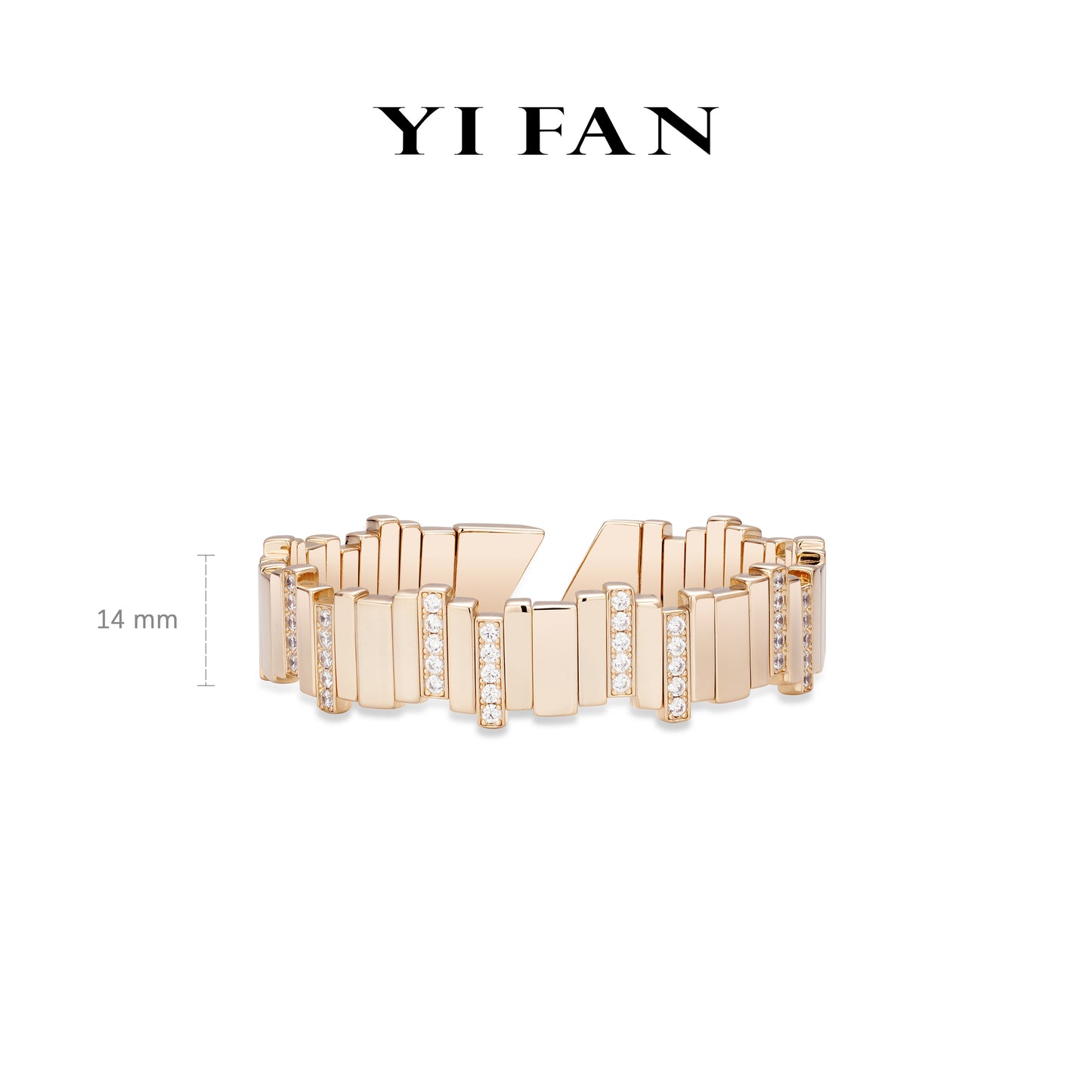 Rose-gold Fever collection: Modern "Irregular Matrix" unique Wide Open Bangle