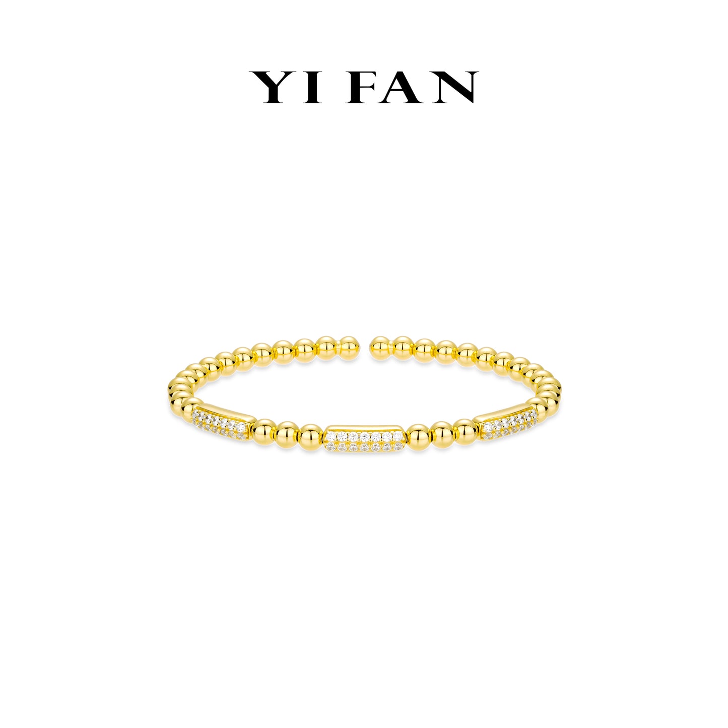 Golden time collection: Modern "Streamlined golden beads" detailed Spring Bracelet/Bangle