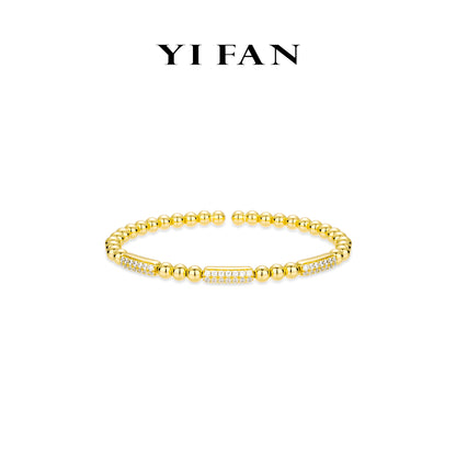 Golden time collection: Modern "Streamlined golden beads" detailed Spring Bracelet/Bangle