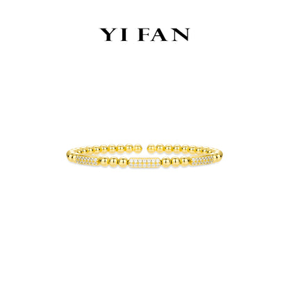 Golden time collection: Modern "Streamlined golden beads" detailed Spring Bracelet/Bangle