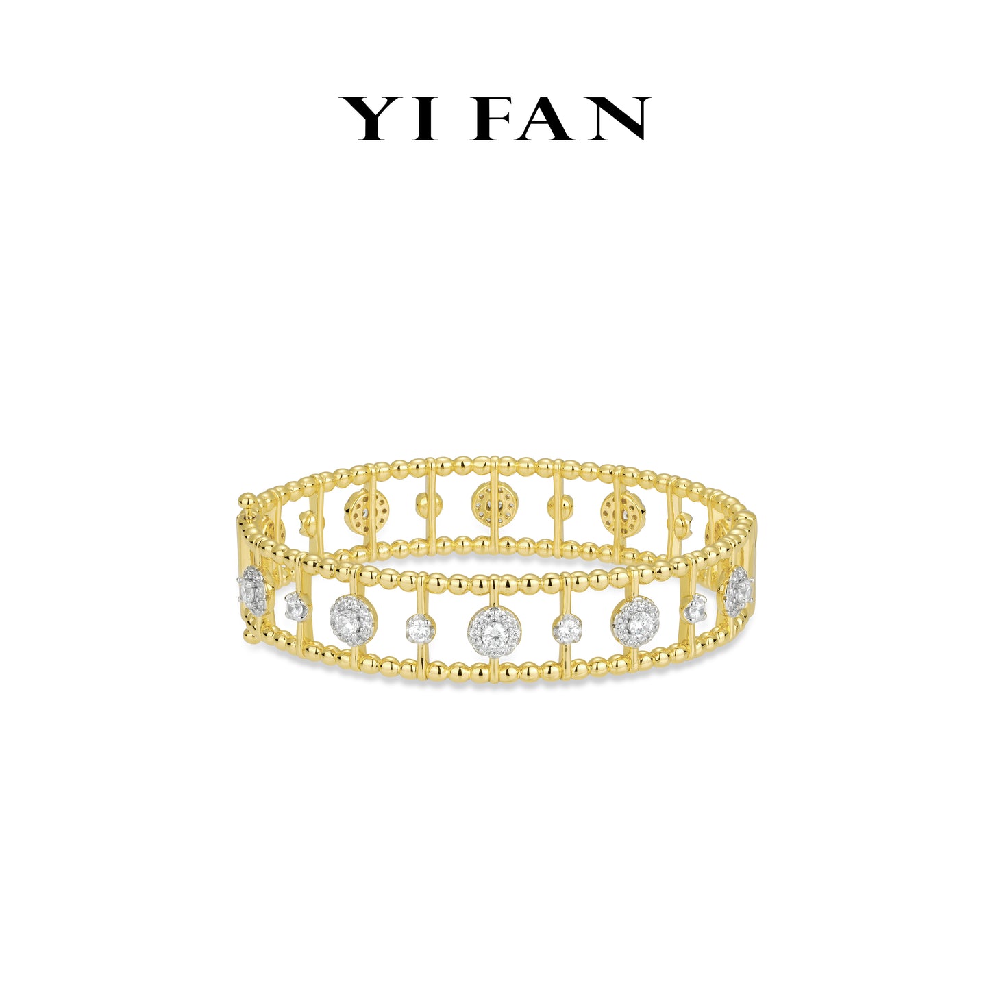 Golden time collection: Modern "The Rhythm of the Golden Planets" unique wide Bangle/Bracelet