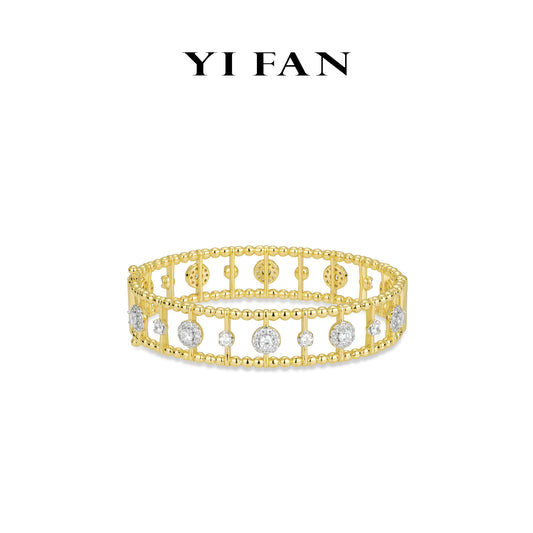 Golden time collection: Modern "The Rhythm of the Golden Planets" unique wide Bangle/Bracelet