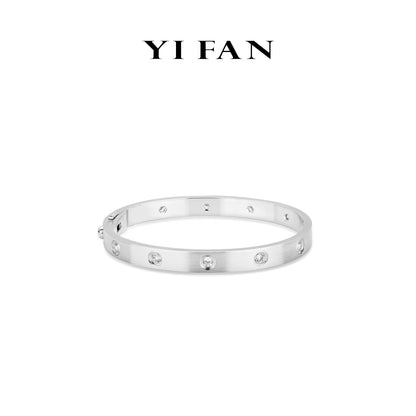 Minimalist collection: Modern Brushed "Bright 12 Stars Love" CNC Bracelet/Bangle (Unisex)