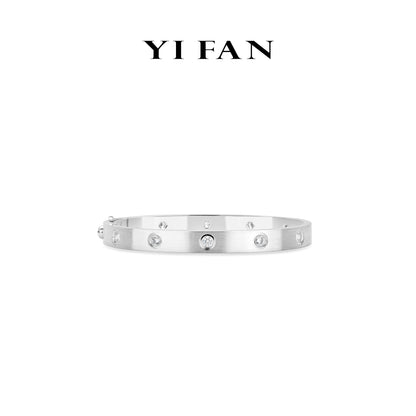 Minimalist collection: Modern Brushed "Bright 12 Stars Love" CNC Bracelet/Bangle (Unisex)