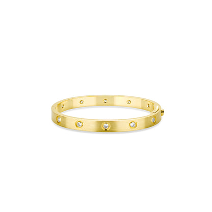 Golden time collection: Modern Brushed "Bright 12 Stars Love" CNC Bracelet/Bangle (Unisex)