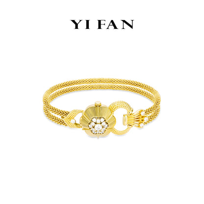 High Jewelry collection: Vintage style "Golden Plum Blossom Casket" detailed Watch/Bracelet