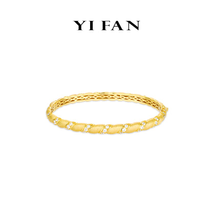 Golden time collection: Modern “Dazzling Brushed Twist” detailed eternity Bracelet/Bangle