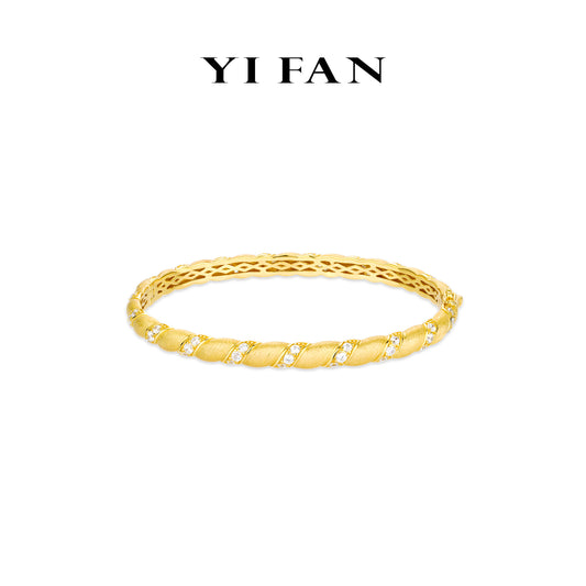 Golden time collection: Modern “Dazzling Brushed Twist” detailed eternity Bracelet/Bangle