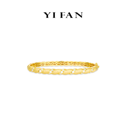 Golden time collection: Modern “Dazzling Brushed Twist” detailed eternity Bracelet/Bangle