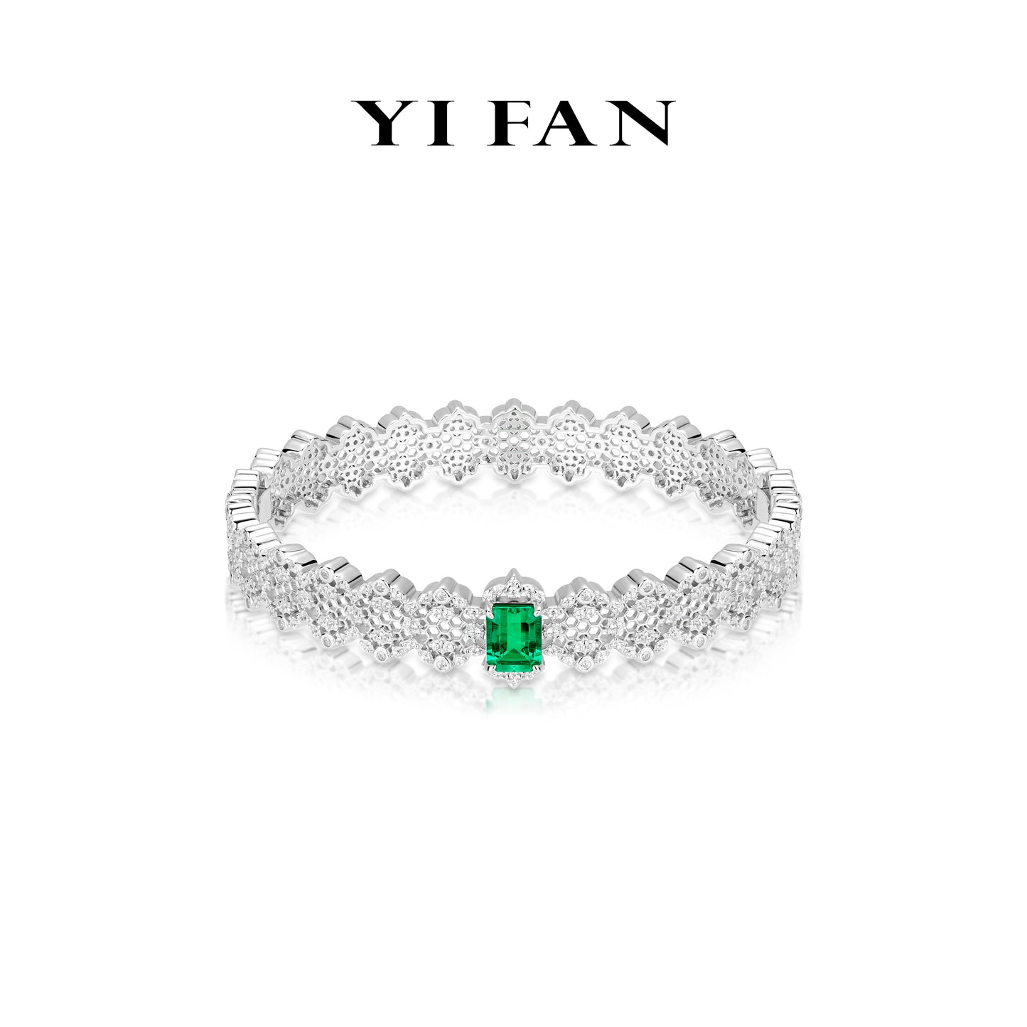 Lab Grown Emerald collection: Luxury "Verdant Enchantment Lace" exquisite Bracelet/Bangle