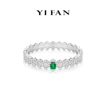 Lab Grown Emerald collection: Luxury "Verdant Enchantment Lace" exquisite Bracelet/Bangle
