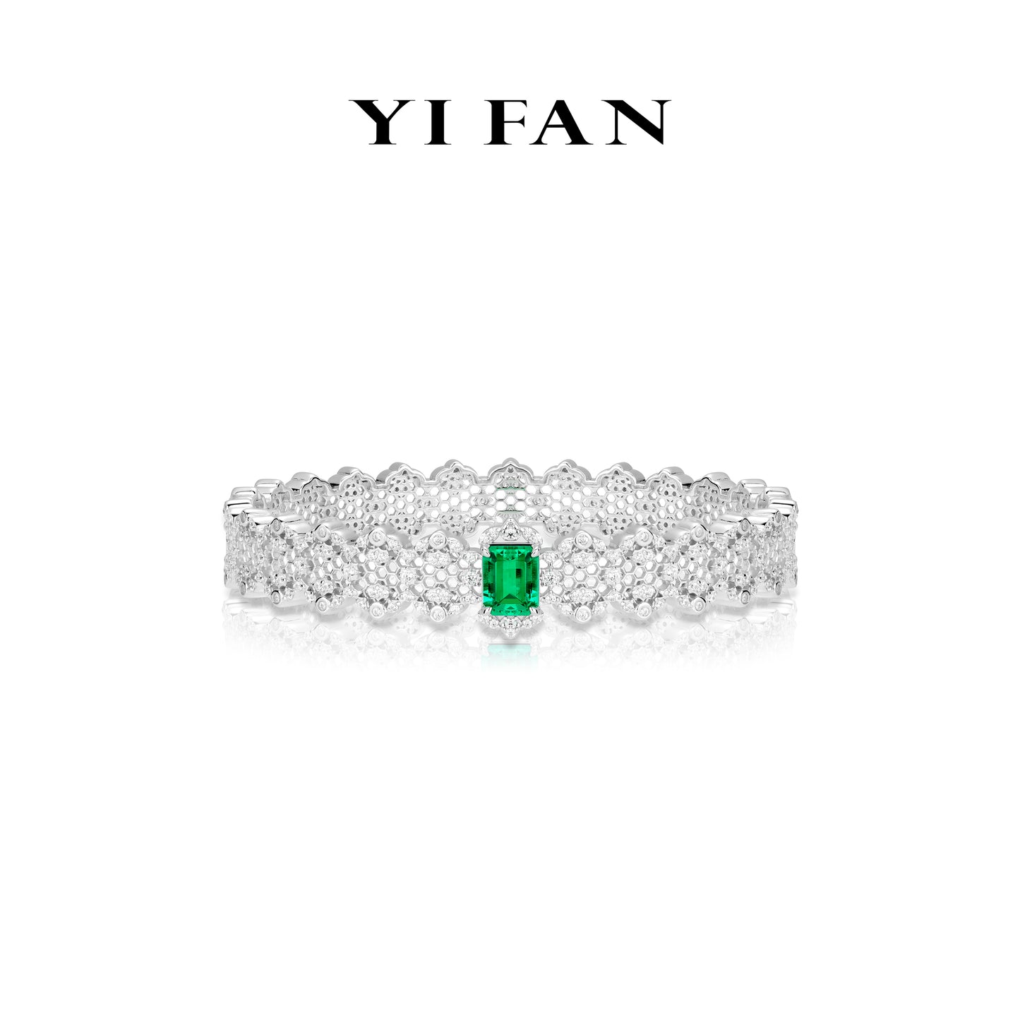 Lab Grown Emerald collection: Luxury "Verdant Enchantment Lace" exquisite Bracelet/Bangle