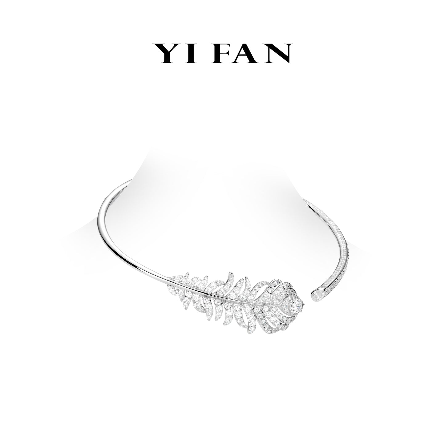 High Jewelry collection: Luxury “White Feather” detailed Collar Necklace