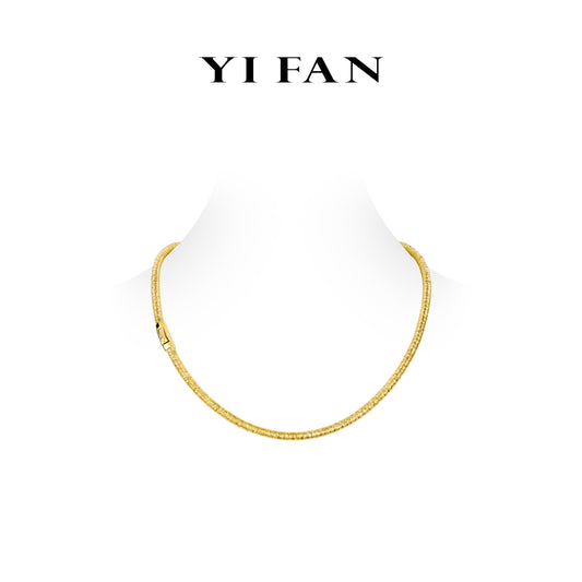 Minimalist collection: Versatile "Golden brushed hand-warp" Flexible thick loop Necklace (Unisex)