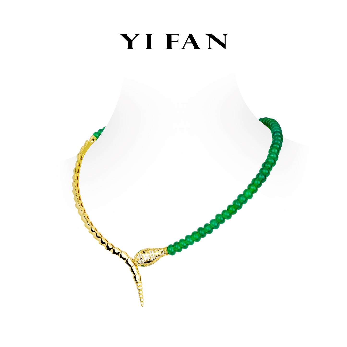 Limited Welfare exclusive for 2025 (the Year of Snake) Animal collection: Modern "Golden Green Serpent" exquisite Collar Necklace