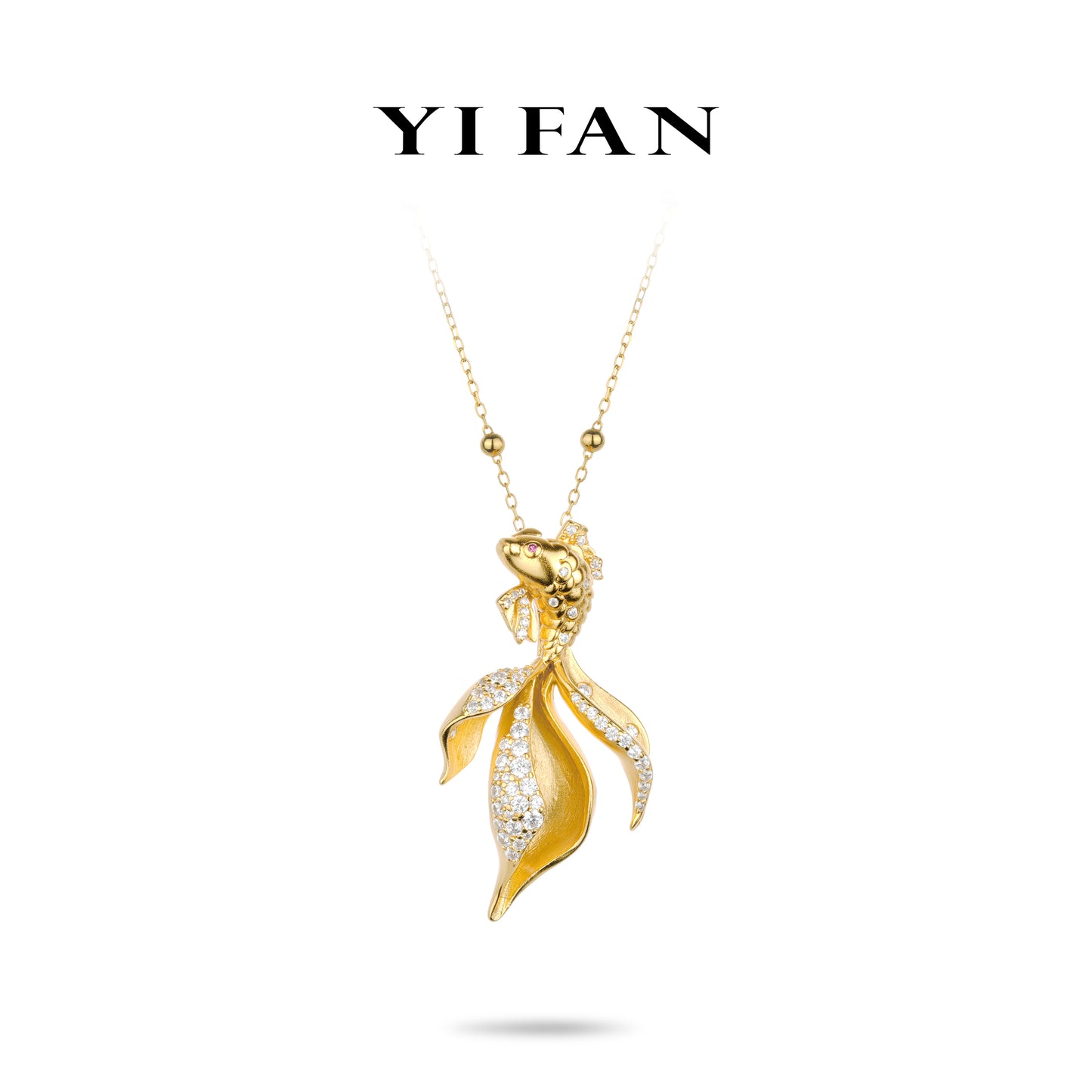 Animal collection: Modern "Golden Koi Fish" detailed Pendant Necklace (Unisex)