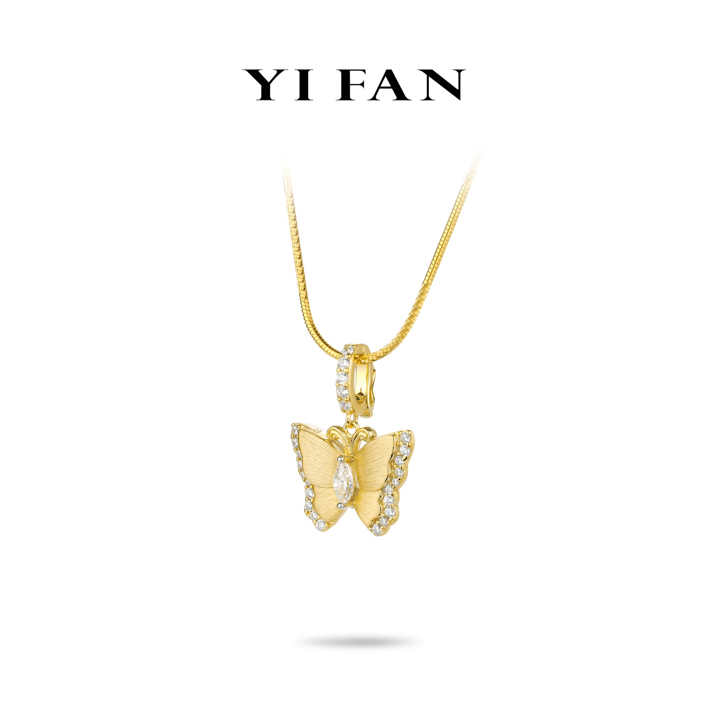 Limited Animal collection: Modern Brushed "Golden Double sided Butterfly" detailed Pendant/Necklace (2 side to wear)