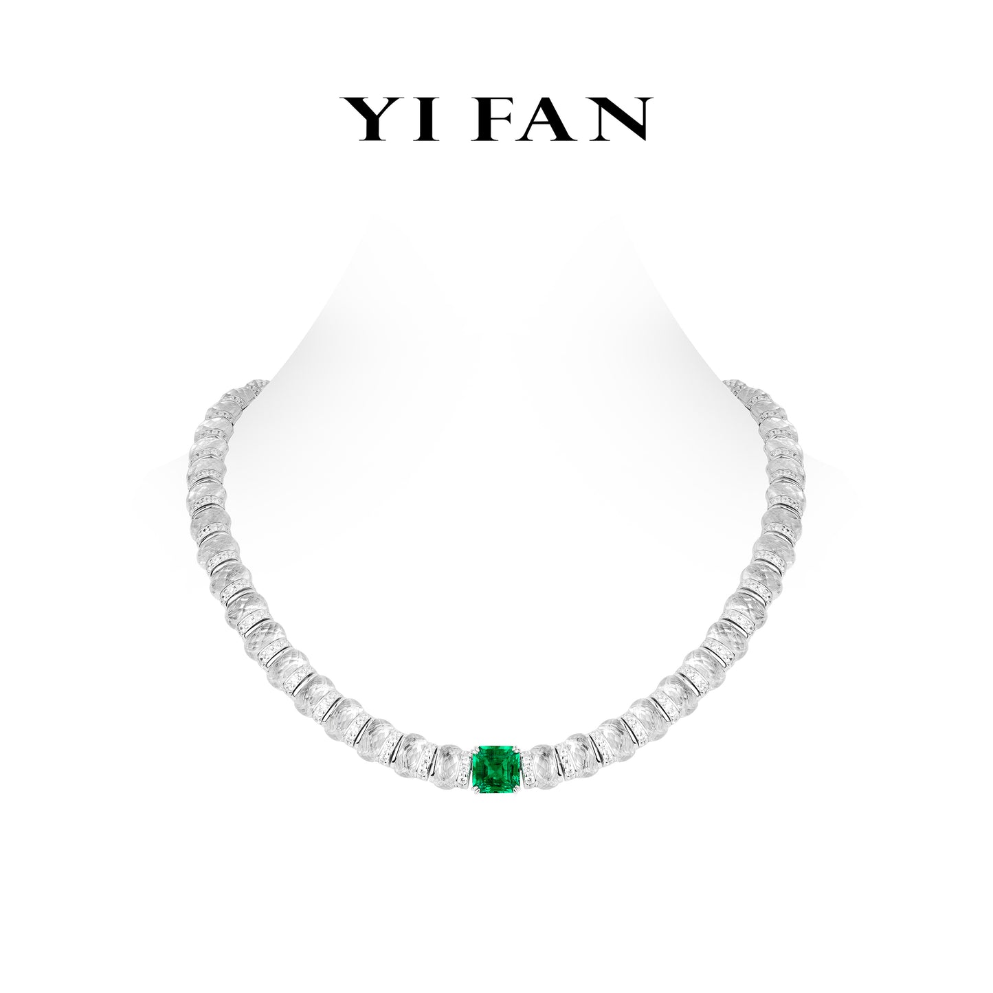 High Jewelry Lab Grown Emerald collection: Luxury “Hand-carved Rocks & Asscher-cut Cube” exquisite Necklace