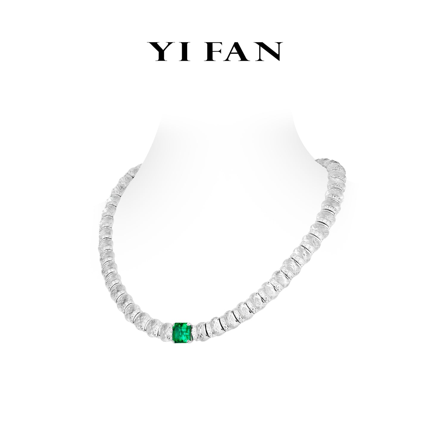 High Jewelry Lab Grown Emerald collection: Luxury “Hand-carved Rocks & Asscher-cut Cube” exquisite Necklace