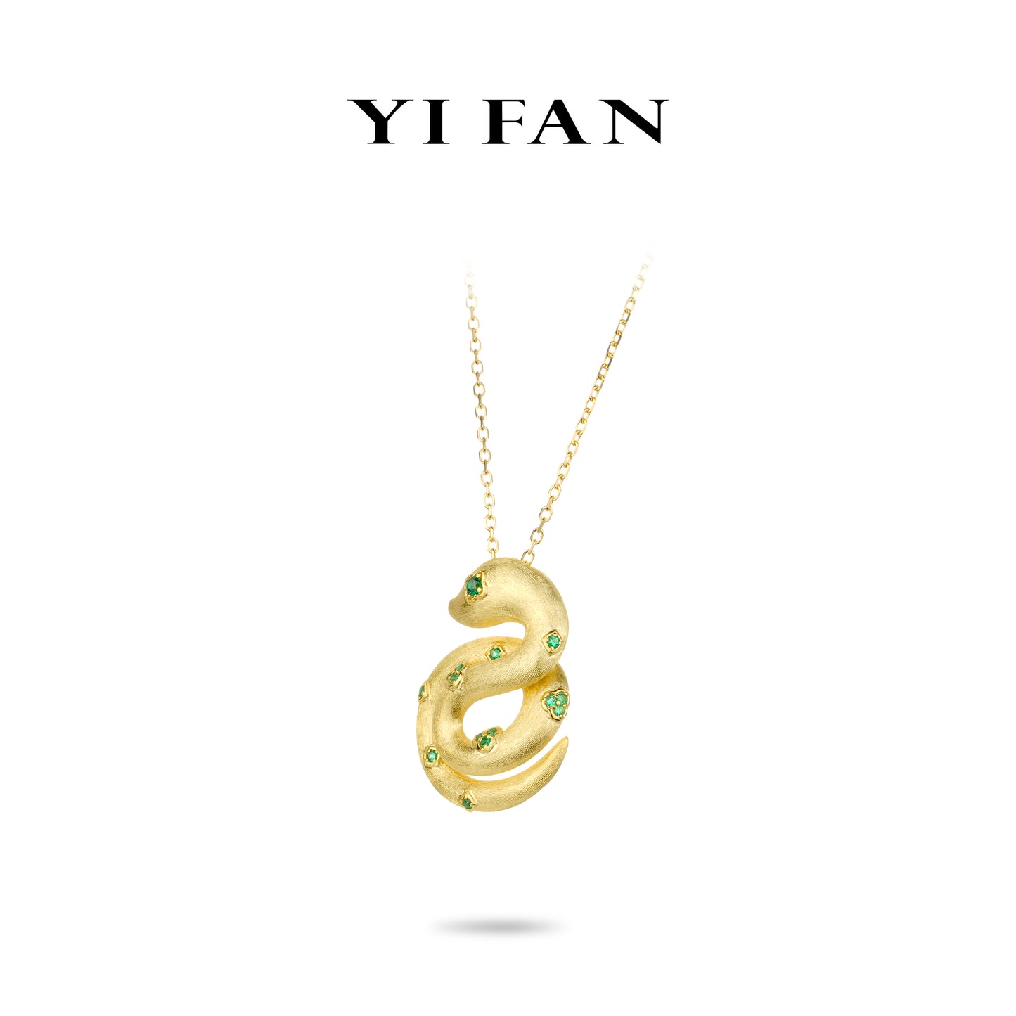 Animal collection: Modern Brushed "Golden Green Serpent" detailed Pendant/Necklace