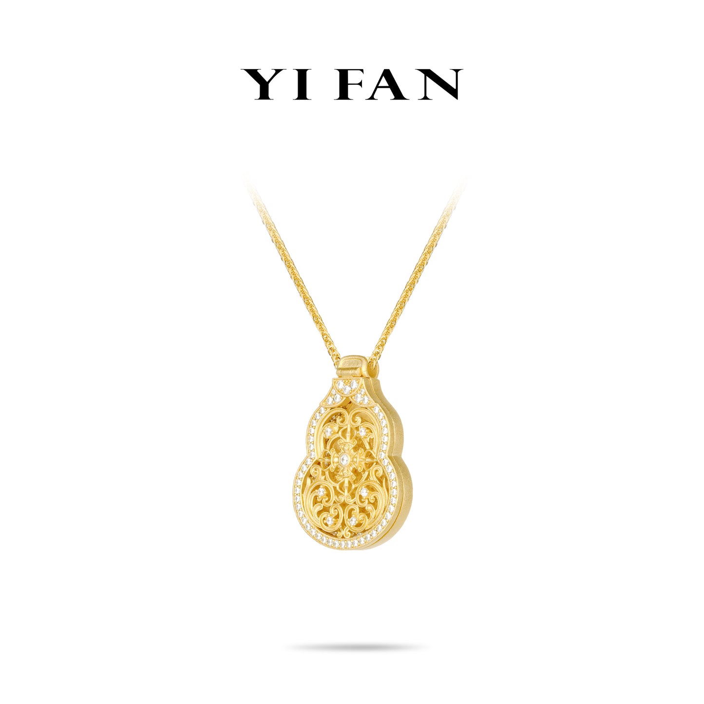 High Jewelry collection: "Golden intricate Carving Thousand-hand Bodhisattva Treasure Gourd" detailed Hulu Box Pendant Necklace (Unisex)