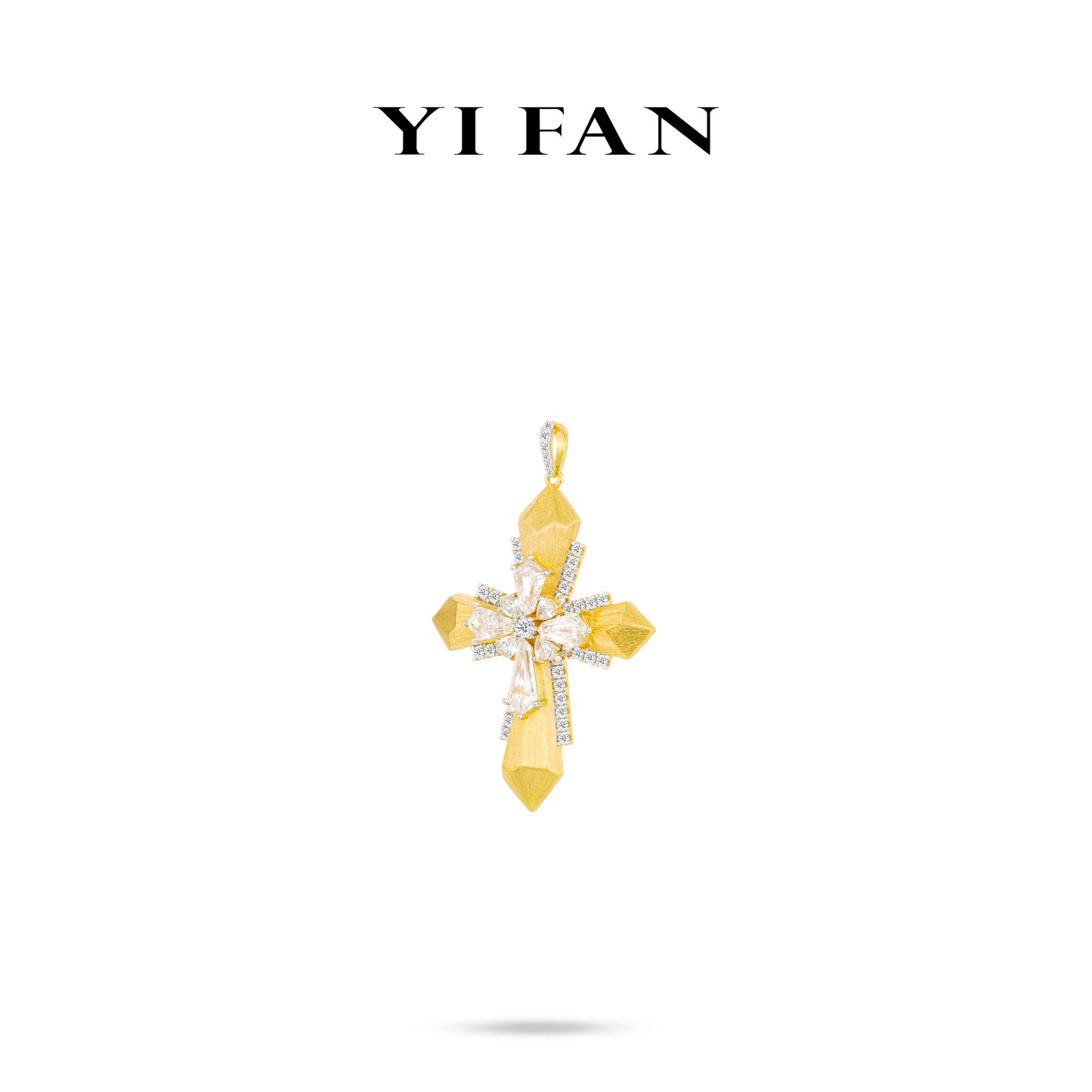 Limited High Jewelry collection: Luxury "Dazzling Brushed Cross with unique cuts" detailed Pendant (Large Size)