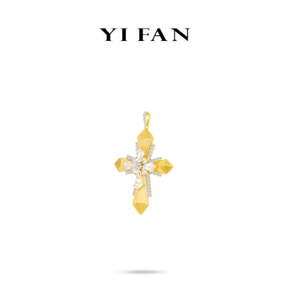 Limited High Jewelry collection: Luxury "Dazzling Brushed Cross with unique cuts" detailed Pendant (Large Size)