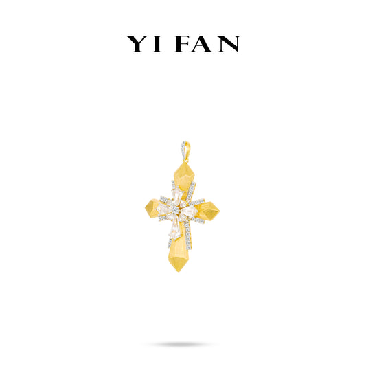 Limited High Jewelry collection: Luxury "Dazzling Brushed Cross with unique cuts" detailed Pendant (Large Size)
