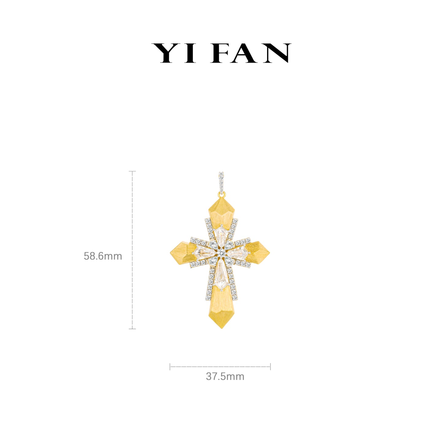 Limited High Jewelry collection: Luxury "Dazzling Brushed Cross with unique cuts" detailed Pendant (Large Size)