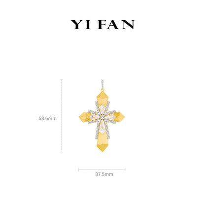 Limited High Jewelry collection: Luxury "Dazzling Brushed Cross with unique cuts" detailed Pendant (Large Size)