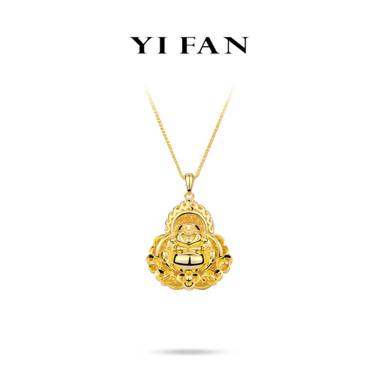 High Jewelry Collection: "Golden Glyph Shining Buddha” detailed Pendant/Necklace