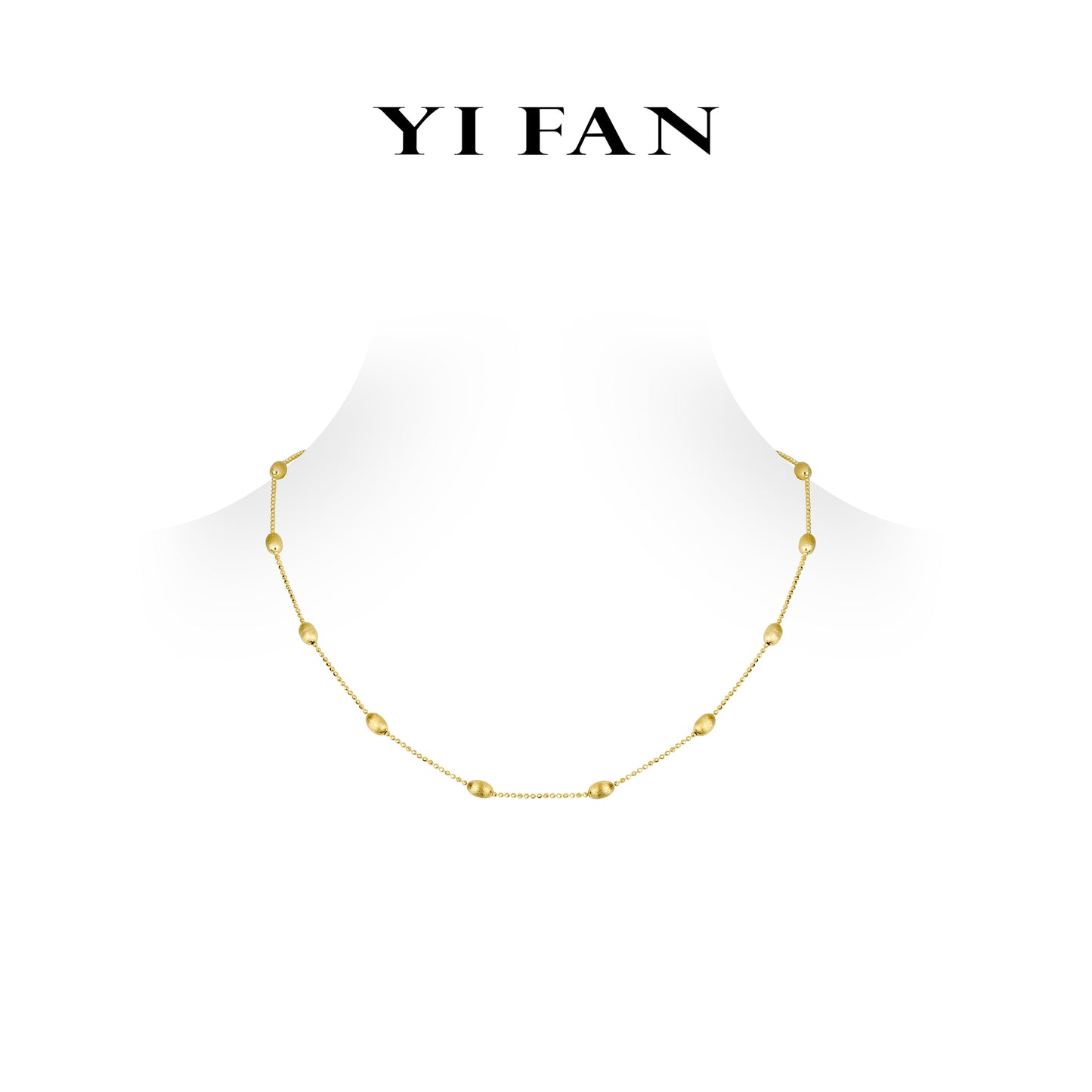 Welfare Exclusive Minimalist collection: Modern “Brushed Lucky Beans” detailed Golden beads chain Necklace